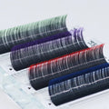 GLAMLASH 12 Rows Ombre Gradient Individual Synthetic Fiber False Eye Lash Red Green Blue Purple Color Eyelash Extension
