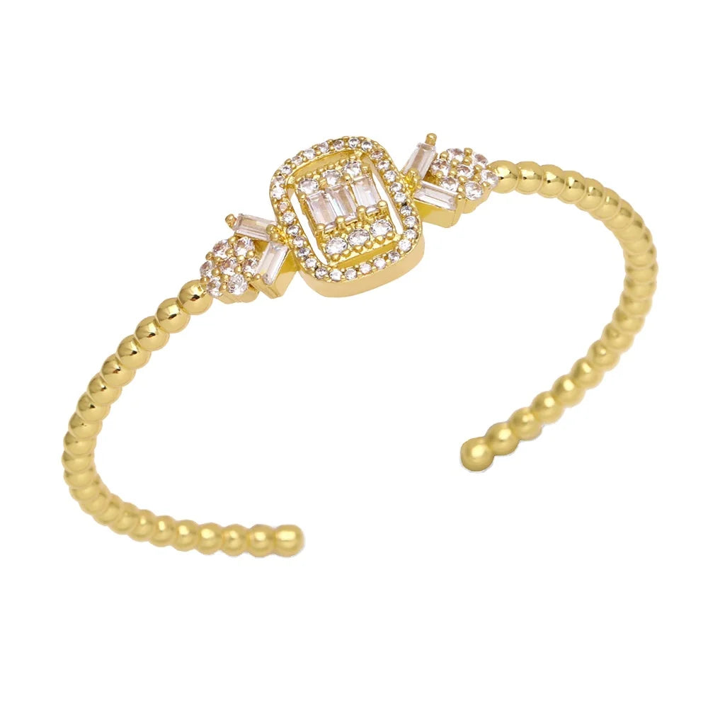 Hot Sell Women's Fashion  Micro Paved Zircon Bracelet Opening Adjustable Cuff Bangle
