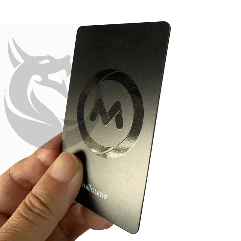 Custom Luxury Matt Black PVC Business Card Screen-Printed with Raised UV Ink Magnetic Plastic Film Laminated Type
