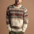 Men's Classic Vintage Fair Isle Pattern Lambswool Sweater Autumn Knitwear Breathable and Anti-Shrink