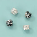 6mm Antique 925 Sterling Silver Irregular Round Winding Spacer Beads Engraved Stripe Charm Beads for Jewelry Making Supplies