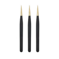 Gmagic NE Gold Black Lash Tweezers Private Label Stainless Steel Lash Tweezers Fiber Tip Tweezers for Women Beauty Makeup