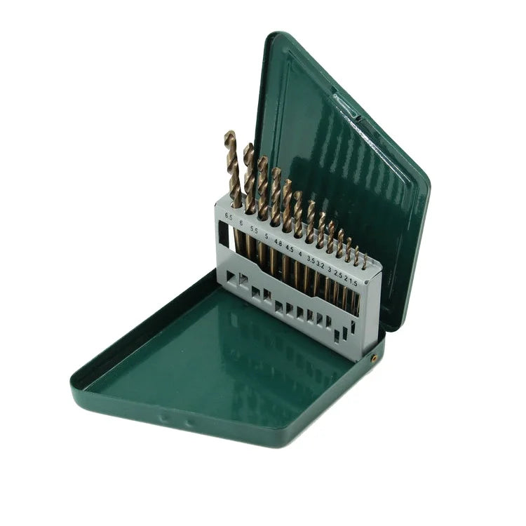 Borui 13PCS Cobalt Drill Bit Set for Hard Metal Iron and Wood M35 HSS Jobber Twist Drill Bits Set for Power Drill