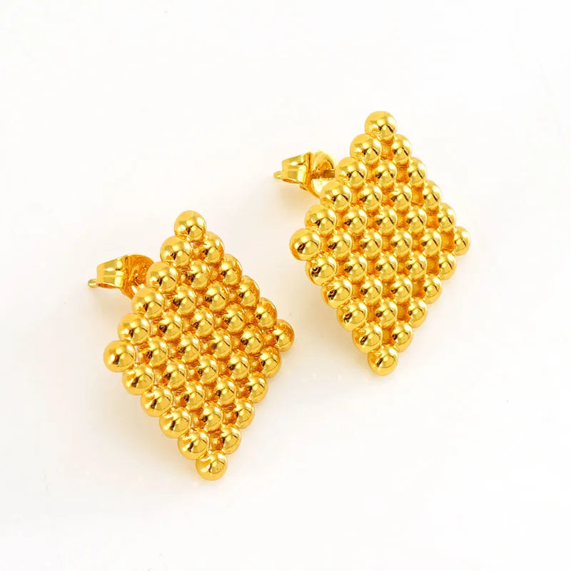 Wholesale Geometric square Stainless Steel 18k Plating Gold Bead Earrings Jewelry Manufacturer