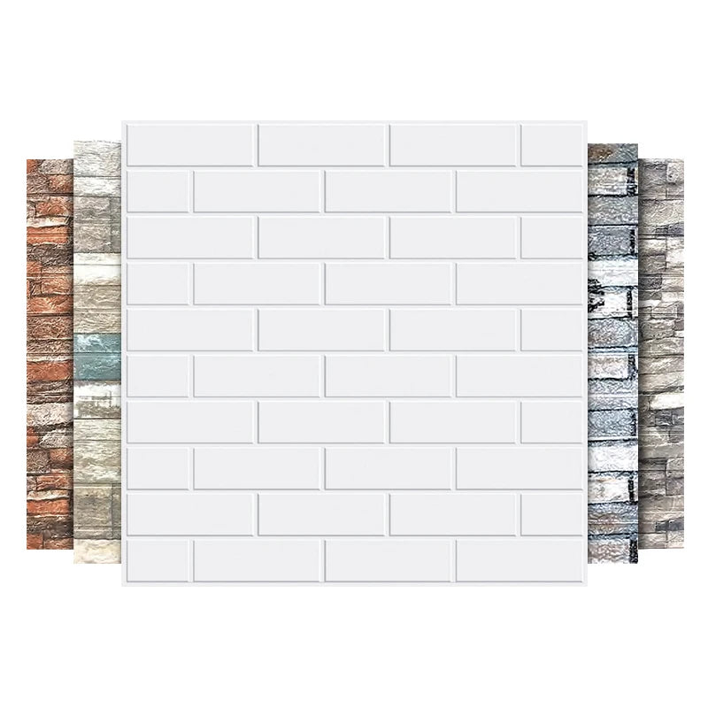 3D Brick Design Geometric Waterproof Foam Wall Stickers with Glue-White Orange Black Blue