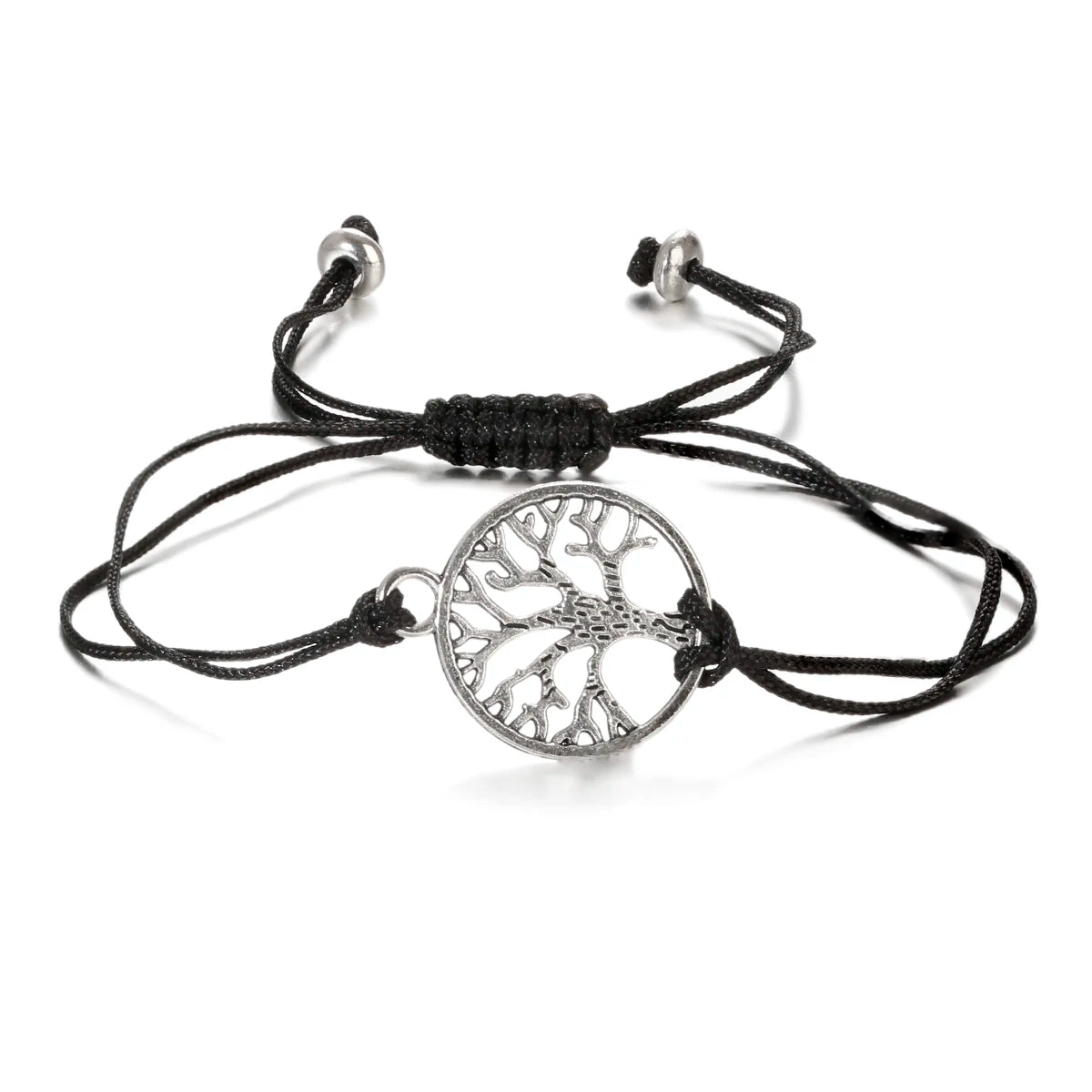Handmade Tibetan Wood Beaded Couple Bracelet Bangle Braided Charm Silver Tree of Life Wedding Gift for Women Men