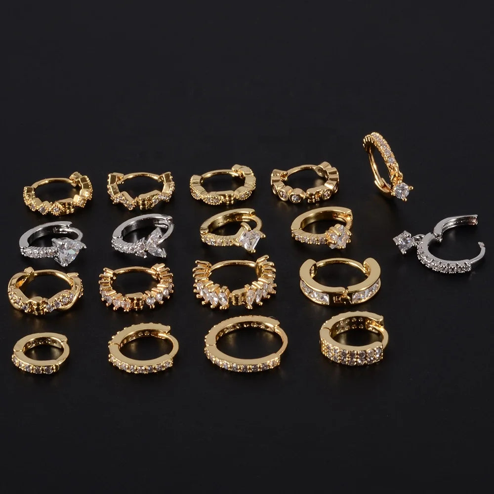Punk Rock Fashion Women's Steel Clip Earrings Zircon Ear Hoop Ring Knot Pierced Earrings Body Piercing with Drop Design