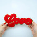 Wholesale Glitter Embroidery Chenille Patches Iron on Letter love Chenille Patch Custom Designer Chenille Patch for Clothing