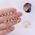 Hengsen Hypoallergenic Stainless Steel Jewelry Cz Cross Heart Flower Ball Back Stud Earring Ear Lobe Helix Cartilage Piercing