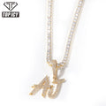 CZ Big Size Brush Font Custom Name Letter Necklace Gold Plated Jewelry Personalized Name Hip Hop Iced Out Jewelry