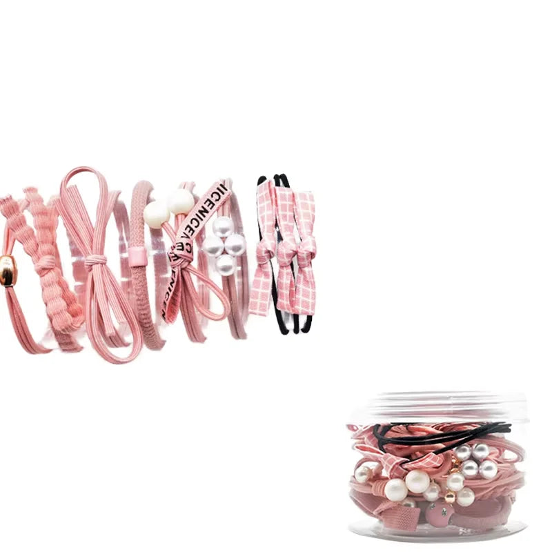 Wholesale Pack of 12pcs Fashion Cute pink Red Girls Hair Accessories Nylon Hair Ties with Gift Box for Kids