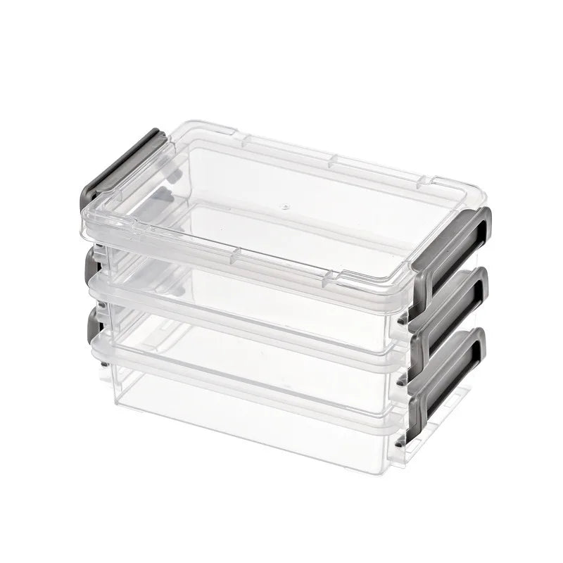 OWNSWING 3PCS Plastic Storage Bins With Latching Lid Clear File Box Stackable Storage Plastic Container for Organizing Document