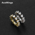 R065 Brass CZ Heart Engagement Ring with Claw Setting Silver/Gold Plated for Men and Women's Wedding/Engagement Party Gift