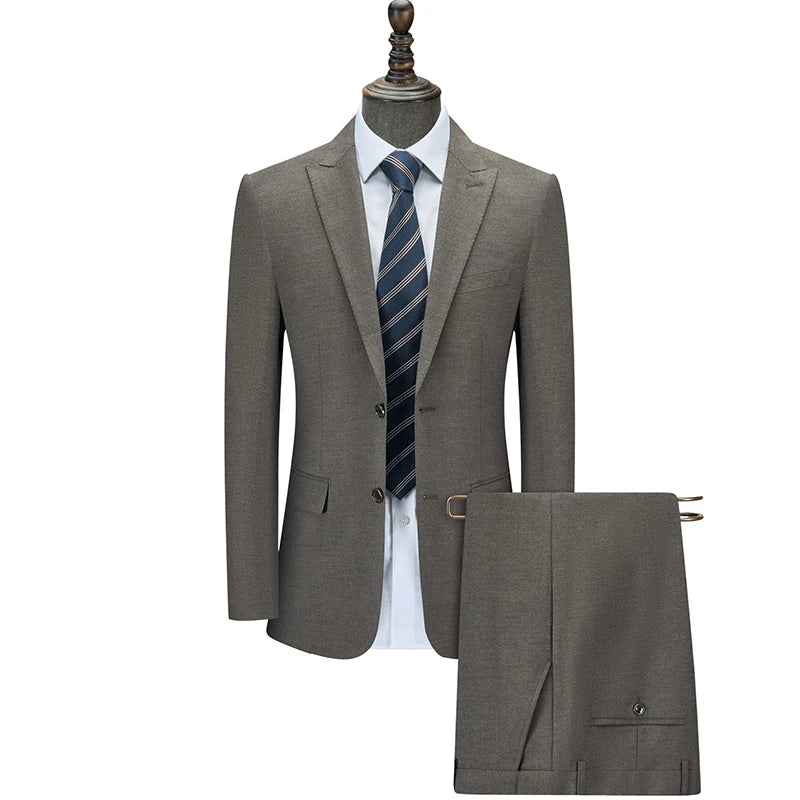 Men's Italian Business Suit Blazer Wedding Groom Two-Piece with Lapel Slim Vertical Stripe Formal Casual Work Plus Size