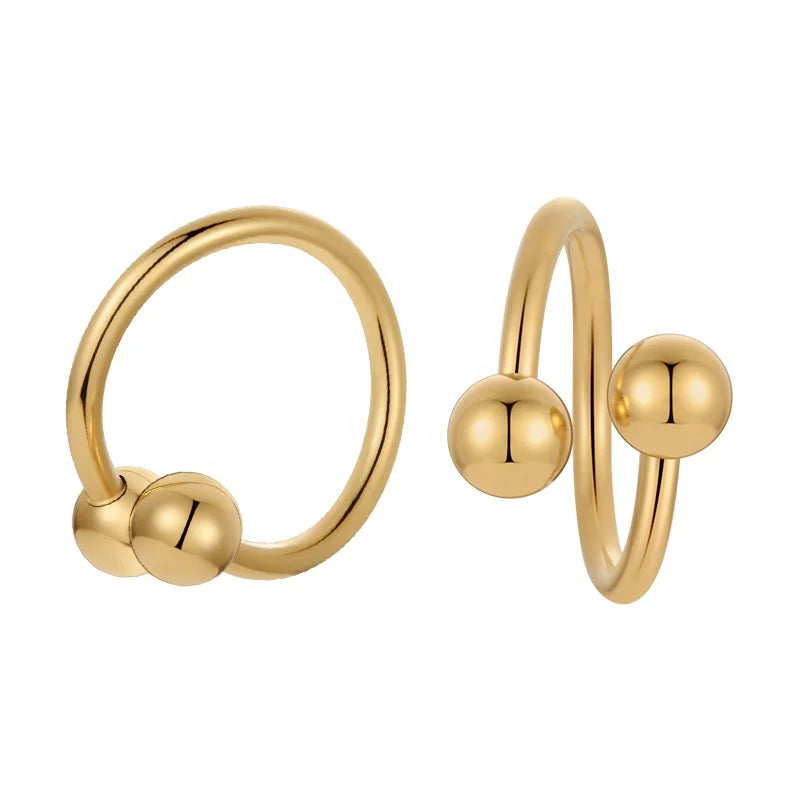 18K Gold Plated Stainless Steel Jewelry Steel Ball No Ear Hole Cuff Ear Clip Accessories Earrings E221383