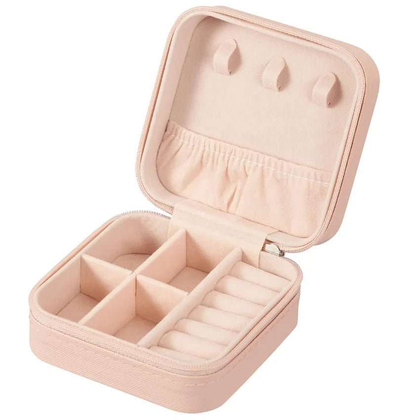 Small Jewelry Box for Women Girls PU Leather Travel Jewelry Organizer Case Portable Jewellery Storage Holder Display for Ring