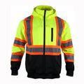High Visibility Safety Sweatshirts Zip Closure Fleece Safety Jacket ANSI Jackets Detachable Reflective Work Hoodies