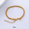 HOVANCI Trendy 4mm Twisted Cable Chain Bracelet Jewelry 18k Gold Stainless Steel Rope Chain Bracelet for Women Accessories