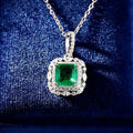 CAOSHI Great Price Silver Plated Emerald Crystal Pendant Necklaces Elegant Cubic Zirconia CZ Square Necklace Women Jewelry