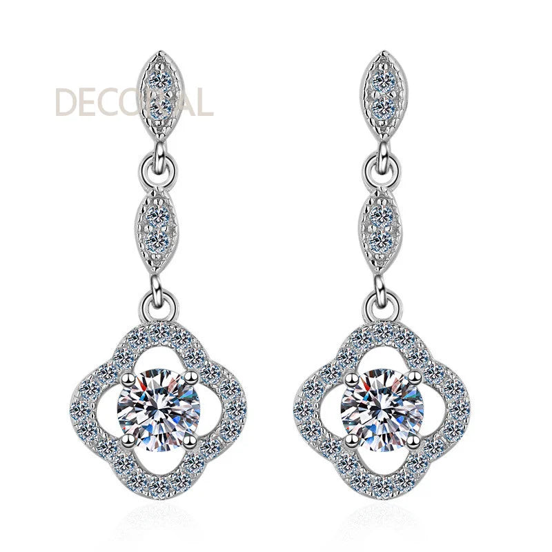 Custom Clovers Fine Jewelry GRA Moissanite Earrings Sterling Silver 925 Fashion Earrings Studs Women