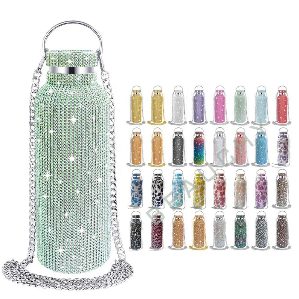 Luxury Valentine's Day Gifts Rhinestone Cup Women Fashion Bling Tumbler Rhinestone Diamond Water Bottle Flask Tumbler with Straw