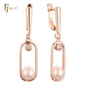 FJ Fallon Fashion Jewelry Pearl Earrings Plated in Rose Gold Brass Based