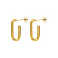 18k PVD Gold Plated Tarnish Free & Waterproof Oval U Hoop for Women Stainless Steel Fashion Earring Jewelry Wholesale