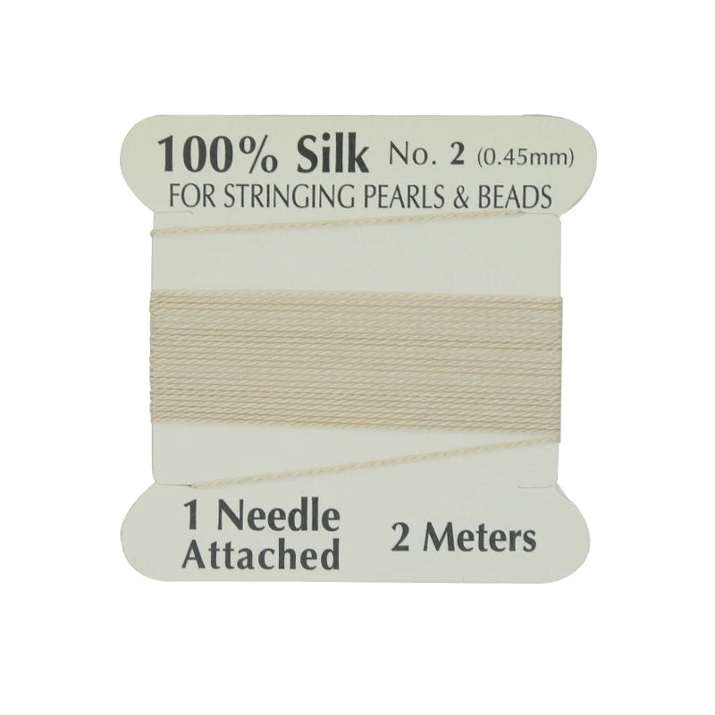 Hobbyworker 2# Handmade Customizable 100% Natural Ecru Beaded Silk Cord for Jewelry