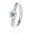 Hot-sale Adjustable Finger Fashion Jewelry Peach Blossom Cubic Zirconia 925 Sterling Silver Rings for Women Engagement/Wedding