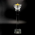 HDW Wholesale K9 Crystal Clear Tall Candlestick Custom 80mm Blank Glass Candleholder High Quality Paperweight Model for Wedding