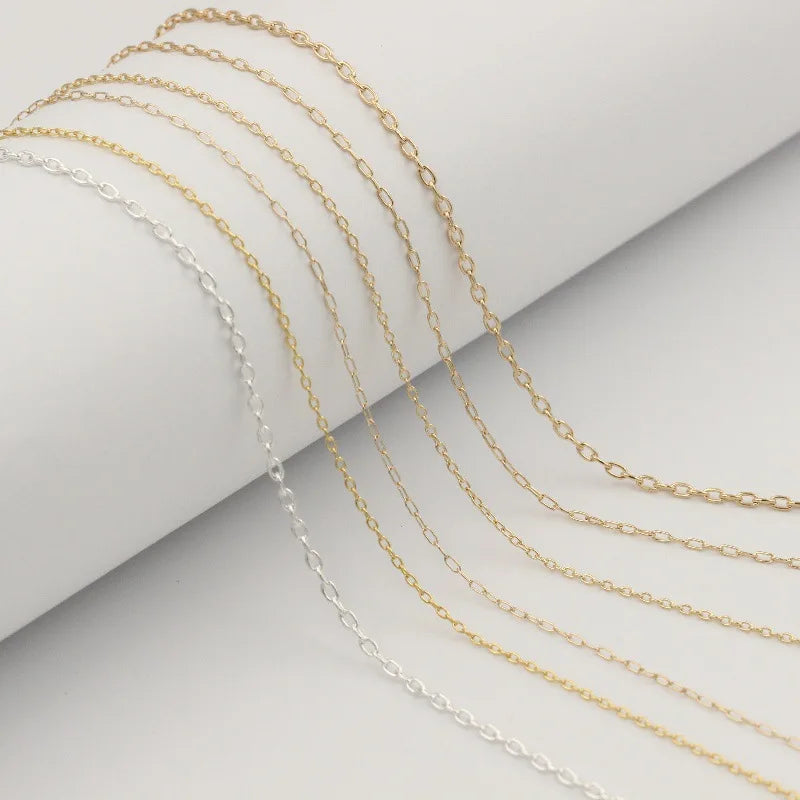 No Tarnish Real 14K Gold Filled Rectangular Chain Cross Cable  Chain Necklace Gold Jewelry Minimalist DIY Jewelry for Women