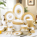 Jingdezhen Best Selling 60 Pcs Golden Mosaic Bone China Tableware Set Modern Western Eco-Friendly Porcelain for Breakfast Hotels