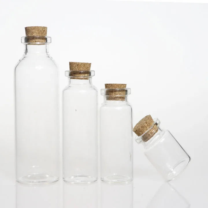 Wholesale 20ml 30ml 40ml 50ml 70ml 180ml Mini Wishing Tube Bottle Small Glass Vial Container Bottle With Cork Stoppers