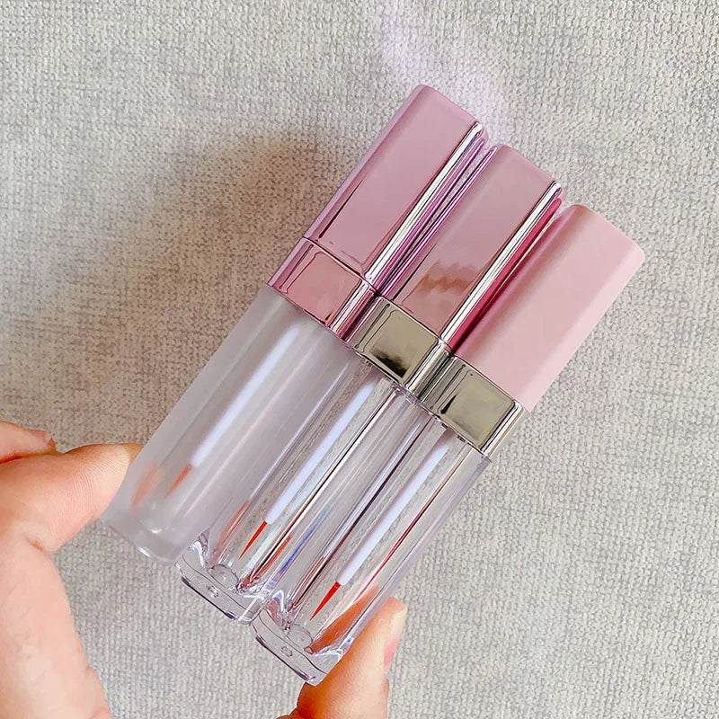 LZ Pack Stock 100pcs Pink Purple 6.5ML Square Eyelash Serum Bottle Custom Private Label Eyeliner Bottle With Brush