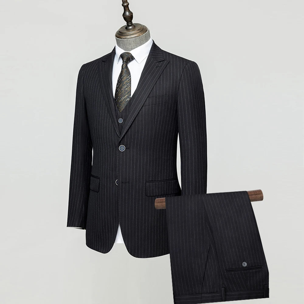 New Bump Collar Single-breasted Striped Two-piece Business Professional Breathable Comfortable Best Man Groom Suit