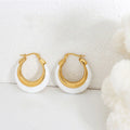 Hypoallergenic PVD 18k Gold Plated Stainless Steel Circle Chunky White and Black Enamel Fashion Dainty Earrings for Women