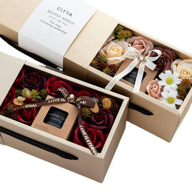 HOT Selling Soap Flower Rose Gift Box Set with Hand Made Scented Candle for Valentine's Day Mother's Day Birthday Gift