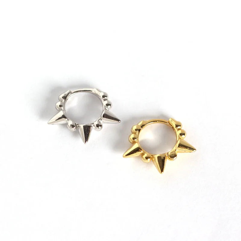 2023 Fashion Geometric Sterling Silver Hoops Earrings Rivet Circle Goth Punk Earrings