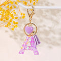 New Purple Love Tassel 26 Letter Keychain Glue Sequin Letter Key Chain Girl Bag Pendant