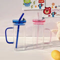 High Borosilicate clear Glass Mug Custom Glass Cup with Lid and Straw