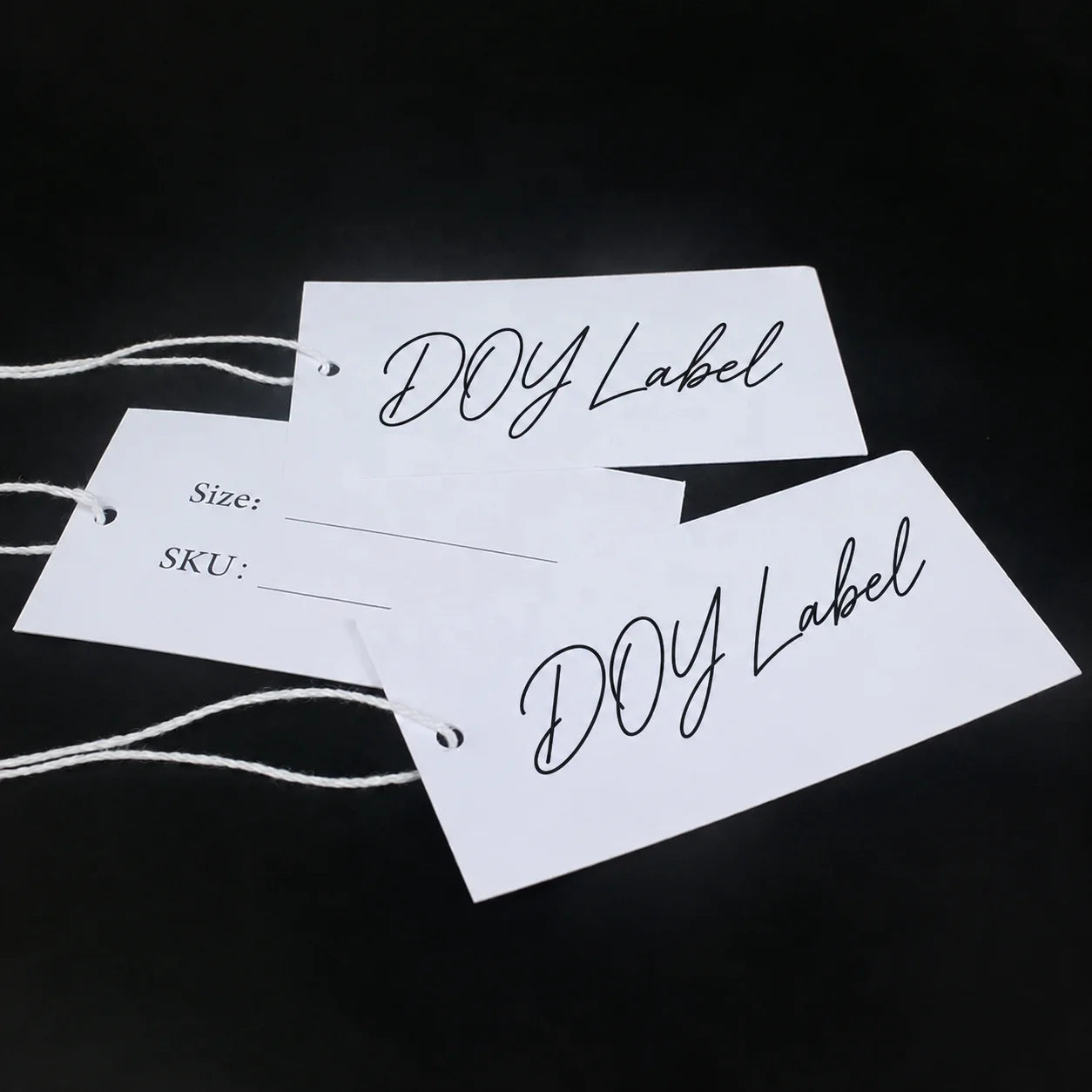 Garment Jeans Hangtags Maker Custom Brand Name Logo Clothing Size Hang Tags With White Cotton String