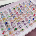 Luxury Fashion Jewelry Mixed Full Zirconium Micro Setting Rings Exaggerated Bulk Gold Plated Large Gem Ring Wholesale
