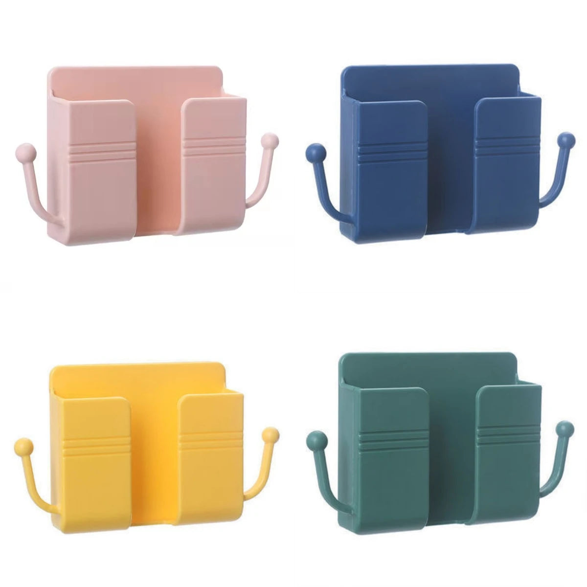 Wall Phone Holder Mount Storage Box Self Adhesive Wall Hook Organizer Wall-Mounted Remote Control Phone Charger Stand