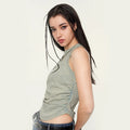 Summer 235G Cotton  Spandex New Solid Color Women Round Neck Loose Short-sleeved T-shirt Tank Top