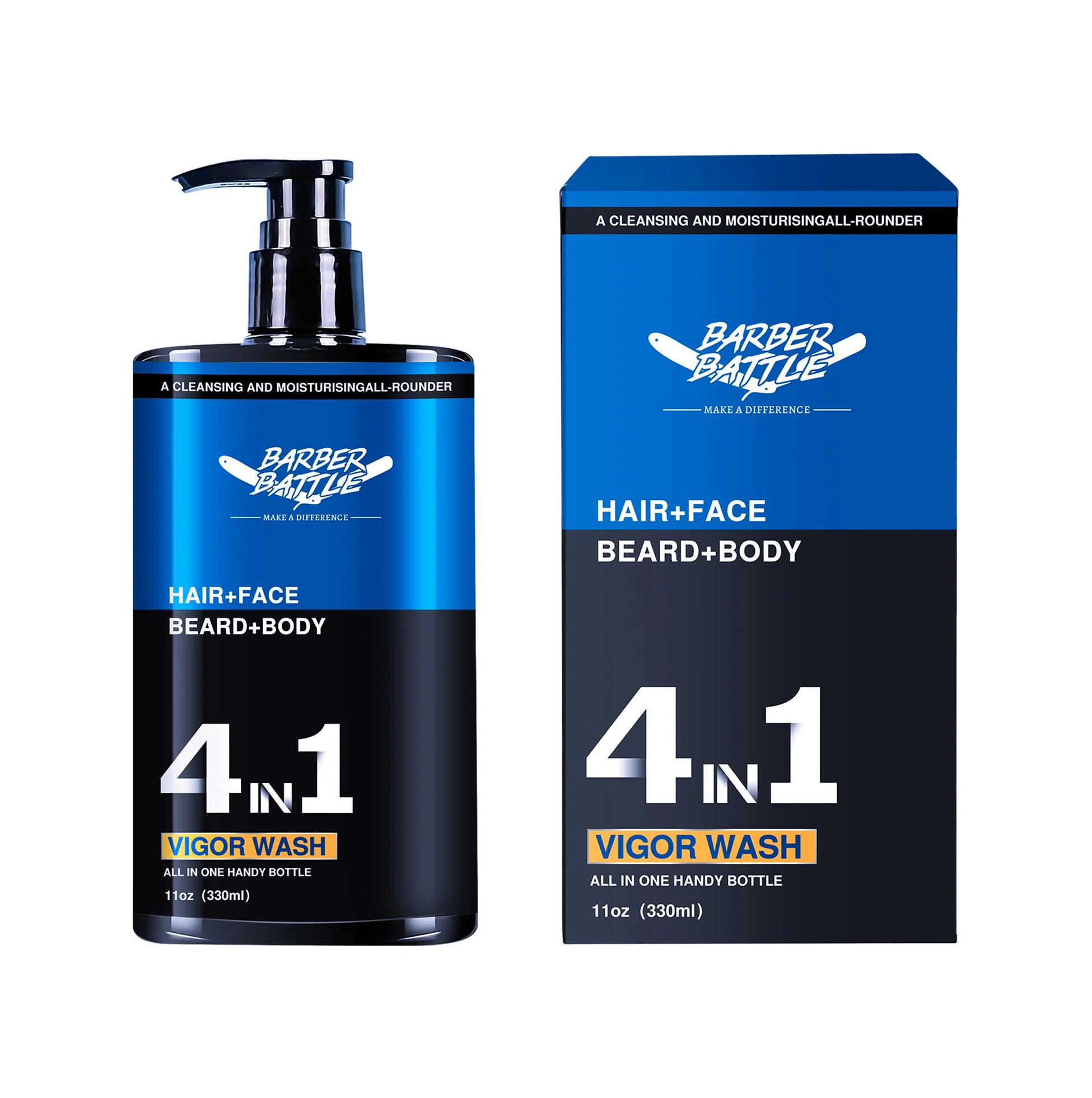 BARBERBATTLE Oem Customize Eco Friendly Men s Organic 4 in 1 Bath and Luxury Body Wash Face Cleanser Hair Beard Washing