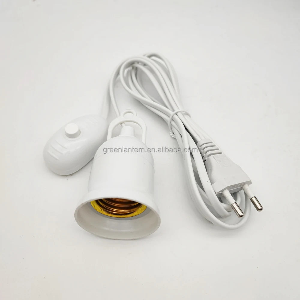 E27 Lamp Holder with Switch Cable 2/4/7/10m Power Cord EU US Plug E27 Socket Extender for Chandelier Pendant Lamp Bulbs