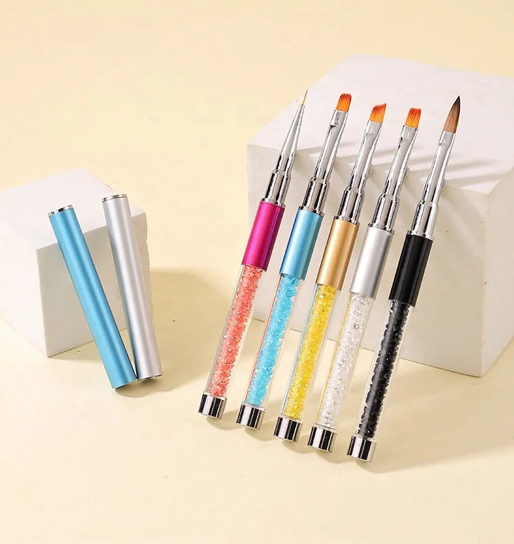 Wholesale 1PC or 5Pcs/Set Nylon Hair Nail Art Brushes Acrylic Nail Painting Pens  Manicure UV Gel Brush Nail Art Liner Brush