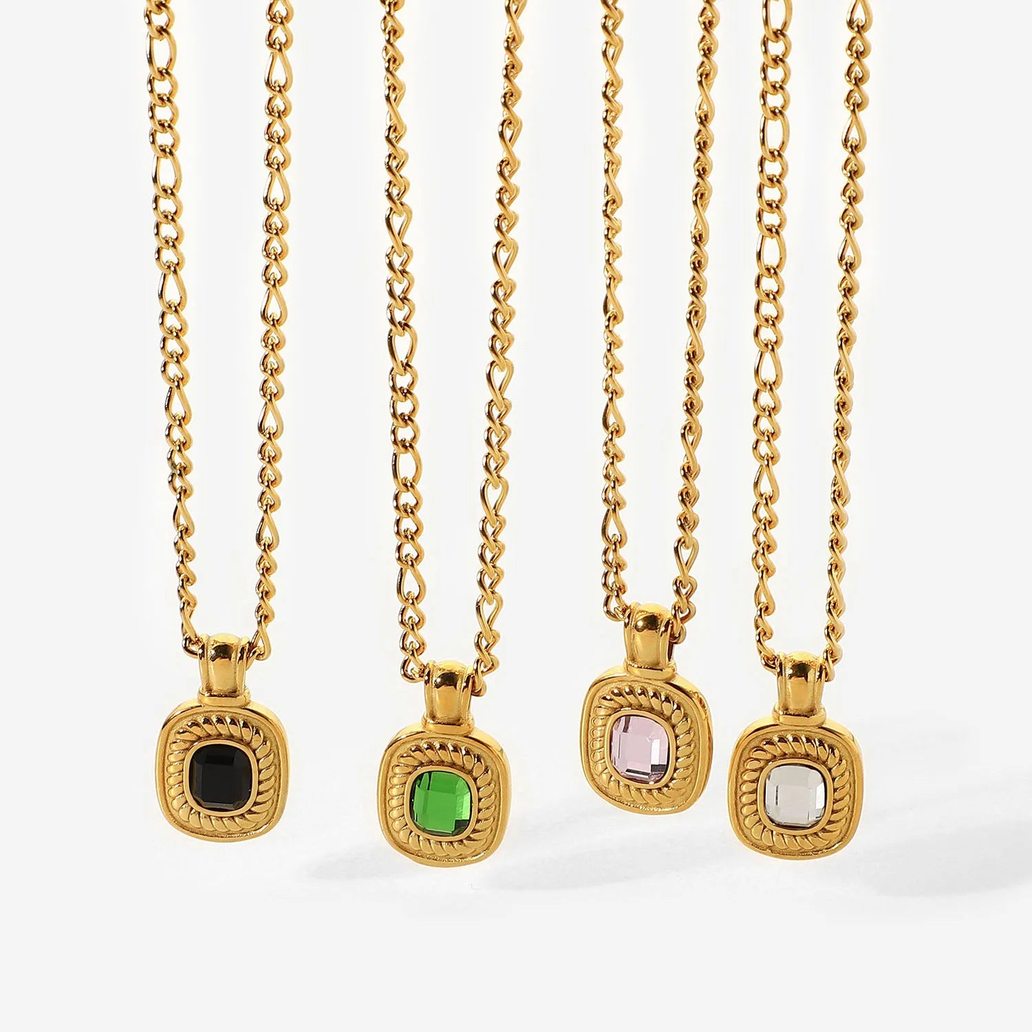 New Arrival Girls' Stainless Steel Gold-Plated Stone Crystal Gemstone Necklace Link Chain with Number Shape Stylish Jewelry