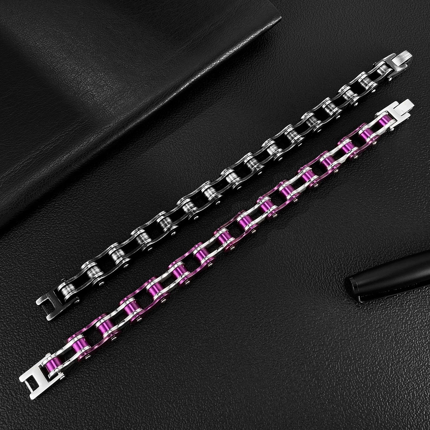 Wholesale Punk Man Jewelry Stainless Steel Retro Black Bracelet Man Bike Bicycle Chain Man Bracelet Bangle