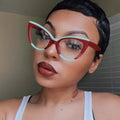 UNOC 2024 Advanced Color Matching Cat Eye Eyeglasses Frame for Women Clear Colorful Anti Blue Optical Glasses with Red PC Frame